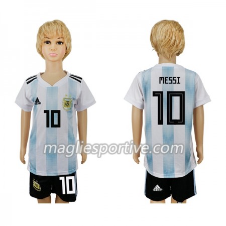 Completo Calcio Argentina Messi 10 Bambino Divisa Prima Mondiali 2018